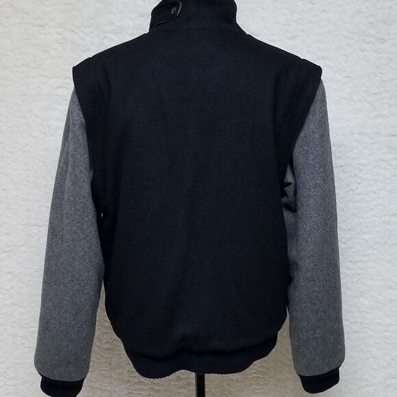 Vintage 80s Horizon Outerwear Black Gray Wool Filled Puffer Bomber Jacket Medium - Picture 13 of 16